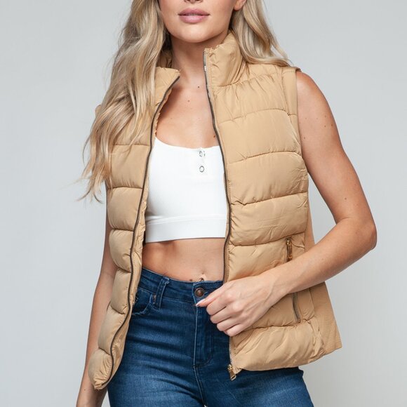 Snobbish Zip Up Turtleneck Vest with Pockets - Picture 1 of 6